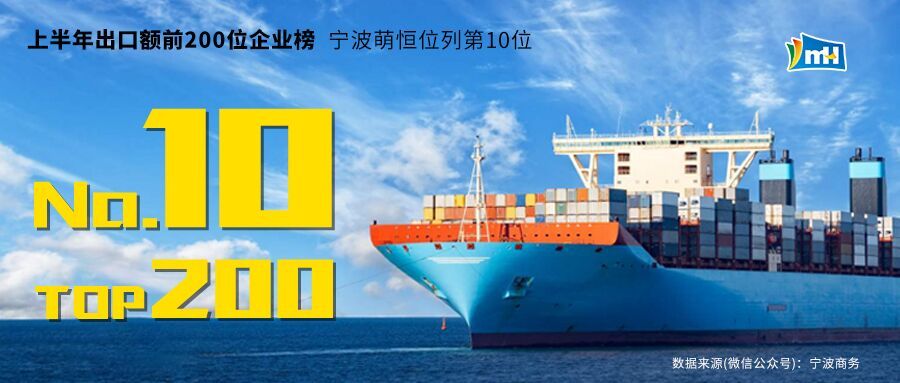 寧波2019上半年出口額前200位企業榜，寧波萌恒榮列第10名！